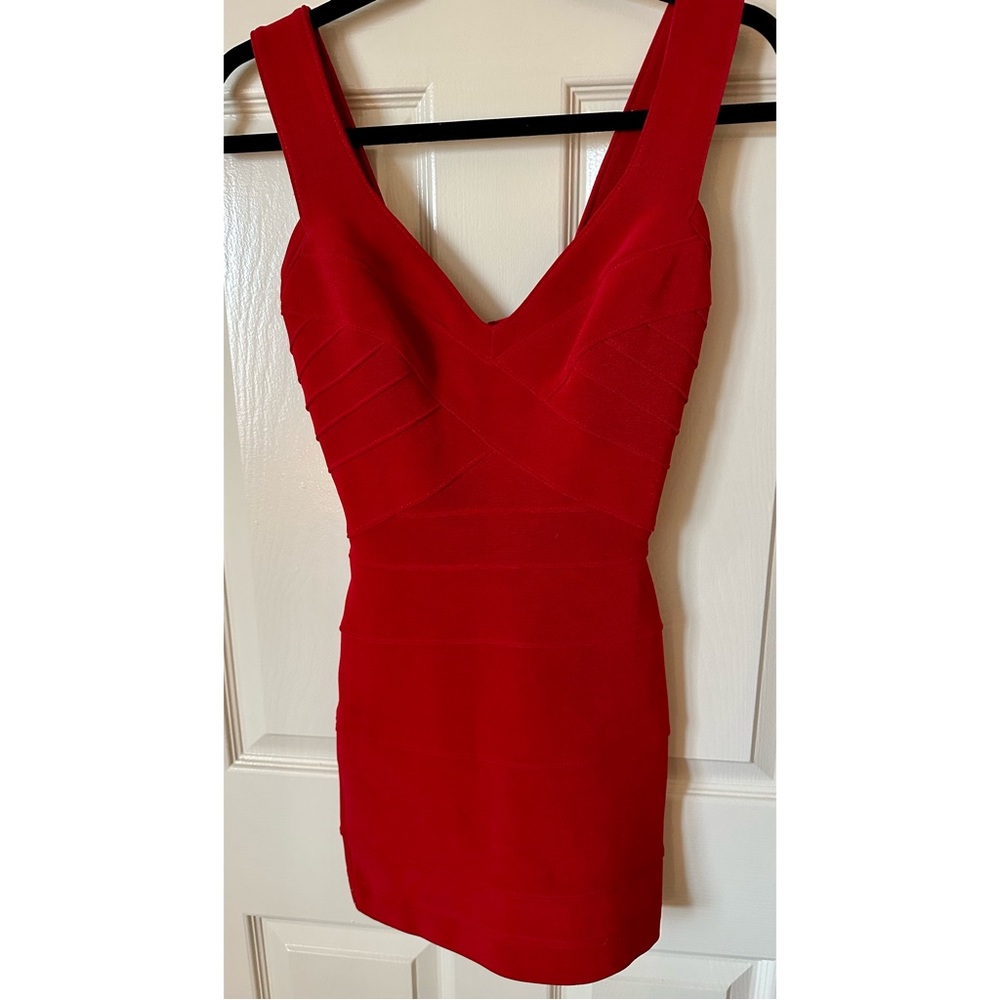 Vintage Tadashi Red Stretchy Bodycon Dress Size XS